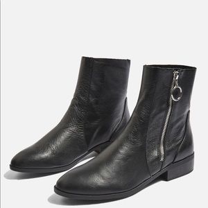 Topshop Kick Leather Ankle Booties